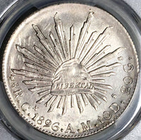 1896-Cn PCGS MS 62 Mexico 8 Reales Culiacan Silver Cap Rays Mint State Coin (22082302C)