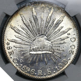1890-Ho NGC MS 64 Mexico 8 Reales Hermosillo Mint State Very Scarce Silver Coin (20050101C)