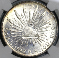 1896-Go NGC MS 63 Mexico 8 Reales Guanajuanto Mint State Silver Coin (20070203C)