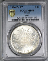 1896-Zs NGC MS 65 Mexico 8 Reales Mint State GEM Silver Coin (19090203C)