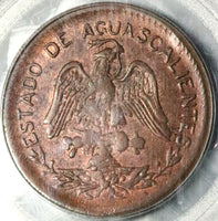 1915 PCGS MS 63 Aguascalientes 20 centavos Mexico Revolution RB Coin POP 1/0 (23012901D)