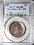 1915 PCGS MS 63 Aguascalientes 20 centavos Mexico Revolution RB Coin POP 1/0 (23012901D)