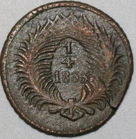 1833 Mexico Chihuahua 1/4 Real Un Quarto Bow & Arrow Coin (20051906)