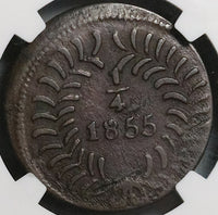 1855 NGC VF 35 Mexico Chihuahua 1/4 Real Un Quarto Bow Arrow Coin POP 3/1 (22022003C)