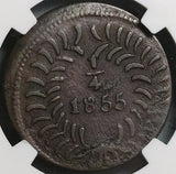 1855 NGC VF 35 Mexico Chihuahua 1/4 Real Un Quarto Bow Arrow Coin POP 3/1 (22022003C)