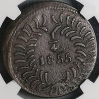 1855 NGC VF 35 Mexico Chihuahua 1/4 Real Un Quarto Bow Arrow Coin POP 3/1 (22022003C)