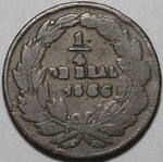 1866 Mexico Chihuahua 1/4 Real Un Quarto Quartilla Seated Liberty Coin (23121209R)
