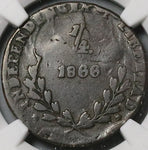 1866 NGC VG 8 Mexico Durango 1/4 Real Quarto Quartilla State Coin (22120402C)