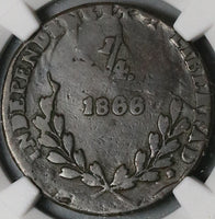1866 NGC VG 8 Mexico Durango 1/4 Real Quarto Quartilla State Coin (22120402C)