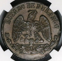 1872 NGC AU 55 Durango 1/4 Real Mexico State Quarto Quartilla Coin (23041002C)