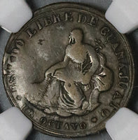 1829 NGC VF 25 Mexico 1/8 Real Guanajuato Un Octavo State Coin POP 2/0 (22090801C)
