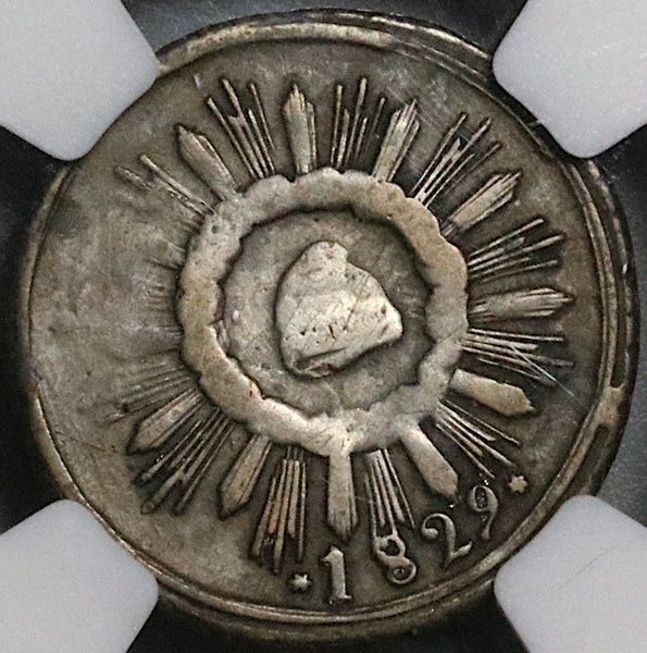 1829 NGC VF 25 Mexico 1/8 Real Guanajuato Un Octavo State Coin POP 2/0 (22090801C)