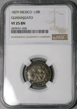 1829 NGC VF 25 Mexico 1/8 Real Guanajuato Un Octavo State Coin POP 2/0 (22090801C)