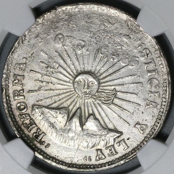 1914 NGC AU Det Guerrero 2 pesos Silver & Gold Mexico Revolution Coin (21032901C)