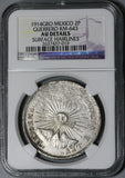 1914 NGC AU Det Guerrero 2 pesos Silver & Gold Mexico Revolution Coin (21032901C)