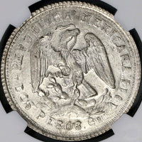 1914 NGC MS 63 Guerrero 2 Pesos Silver Gold Mexico Revolution Coin (18062001C)