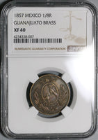 1857 NGC XF 40 Guanajuato Mexico State 1/8 Real Octavo Coin POP 1/0 (20070504C)