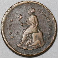 1858 Mexico Jalisco 1/4 Real Una Cuartilla VF Large Copper Coin (20052003R)
