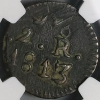 1813 NGC XF 40 Mexico Oaxaca Sud 2 Reales Morelos War Independence Coin (22122702C)