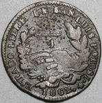 1862 Mexico 1/4 Real Una Quartilla VF San Luis Potosi Coin (20052102R)