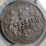 1866 PCGS VF Det Sinaloa 1/4 Real Un Quarto Mexico Culiacan State Coin (20070501C)