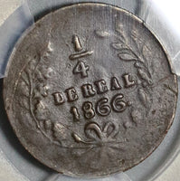 1866 PCGS VF Det Sinaloa 1/4 Real Un Quarto Mexico Culiacan State Coin (20070501C)