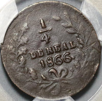 1866 PCGS VF Det Sinaloa 1/4 Real Un Quarto Mexico Culiacan State Coin (20070501C)
