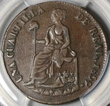 1859 PCGS XF 40 Hermosillo Sonora Mexico 1/4 Real Cuartilla Copper Seated Liberty Coin POP 1/0 (22042201C)