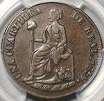 1859 PCGS XF 40 Hermosillo Sonora Mexico 1/4 Real Cuartilla Copper Seated Liberty Coin POP 1/0 (22042201C)