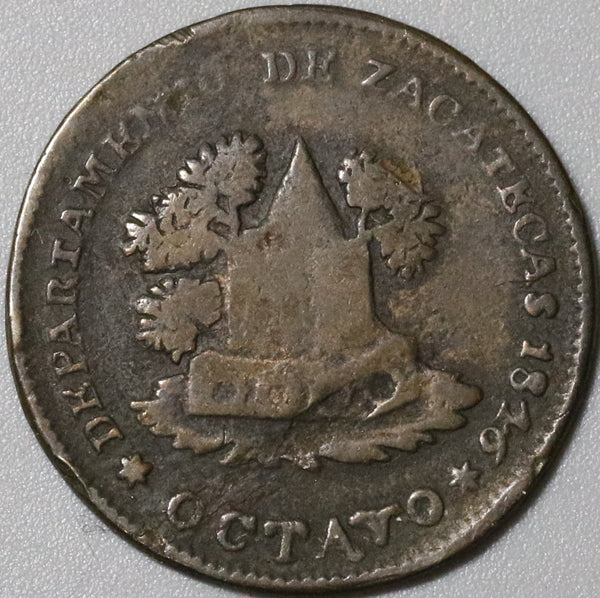 1846 Zacatecas 1/8 Real Mexico State AVF Octavo Rare Copper Coin (21030702R)