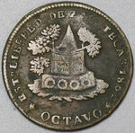 1862 Zacatecas 1/8 Real Mexico State VF Octavo Brass Coin (23121205R)