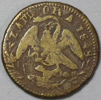 1848 Zamora 1/8 Real Mexico Octavo VG Brass Coin (21061404R)