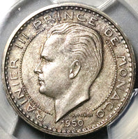 1950 PCGS SP 64 Monaco Piedfort Essai 50 Francs Silver Rainier Specimen Coin (22091301C)