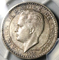 1950 PCGS SP 64 Monaco Piedfort Essai 50 Francs Silver Rainier Specimen Coin (22091301C)