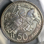 1950 PCGS SP 64 Monaco Piedfort Essai 50 Francs Silver Rainier Specimen Coin (22091301C)