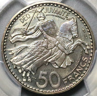1950 PCGS SP 64 Monaco Piedfort Essai 50 Francs Silver Rainier Specimen Coin (22091301C)