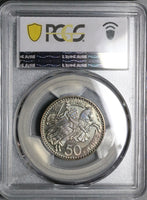 1950 PCGS SP 64 Monaco Piedfort Essai 50 Francs Silver Rainier Specimen Coin (22091301C)