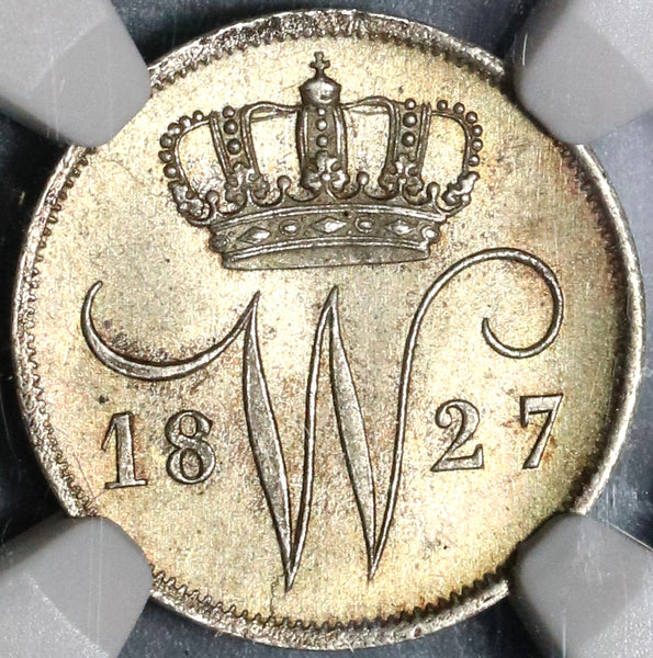 1827 NGC MS 66 Netherlands 10 Cents Mint State Silver Coin POP 3/0 (16120603C) 20021603C