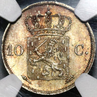 1827 NGC MS 66 Netherlands 10 Cents Mint State Silver Coin POP 3/0 (16120603C) 20021603C