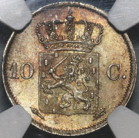 1827 NGC MS 66 Netherlands 10 Cents Mint State Silver Coin POP 3/0 (16120603C) 20021603C