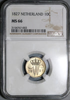 1827 NGC MS 66 Netherlands 10 Cents Mint State Silver Coin POP 3/0 (16120603C) 20021603C