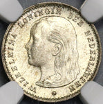 1895 NGC MS 64 Netherlands 10 Cents Key Wilhelmina Silver Coin (19041801C)