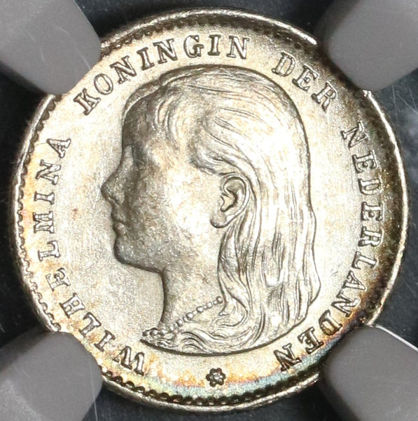 1897 NGC MS 63 Netherlands 10 Cents Queen Wilhelmina Mint State Silver Coin (20020302C)