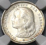 1897 NGC MS 63 Netherlands 10 Cents Queen Wilhelmina Mint State Silver Coin (20020302C)