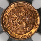 1906 NGC MS 65 Netherlands 1/2 Cent Coin Nearly Full RED (18090606C)