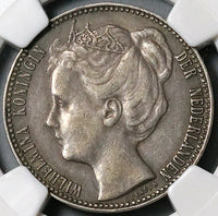 1906 NGC XF 40 Netherlands 1 Gulden Wilhelmina Rare Silver Coin (23031701C)