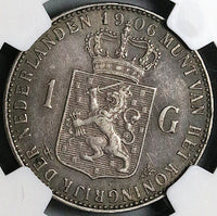 1906 NGC XF 40 Netherlands 1 Gulden Wilhelmina Rare Silver Coin (23031701C)