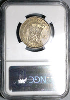 1911 NGC AU 53 Netherlands 1 Gulden Wilhelmina Silver Coin (21091101C)