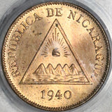 1940 PCGS MS 64 Red Nicaragua 1 Centavo Volcanos Coin Full Red (21012004D)