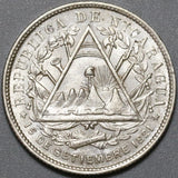 1887-H Nicaragua 20 Centavos UNC Silver Heaton Mint Coin (21041707R)